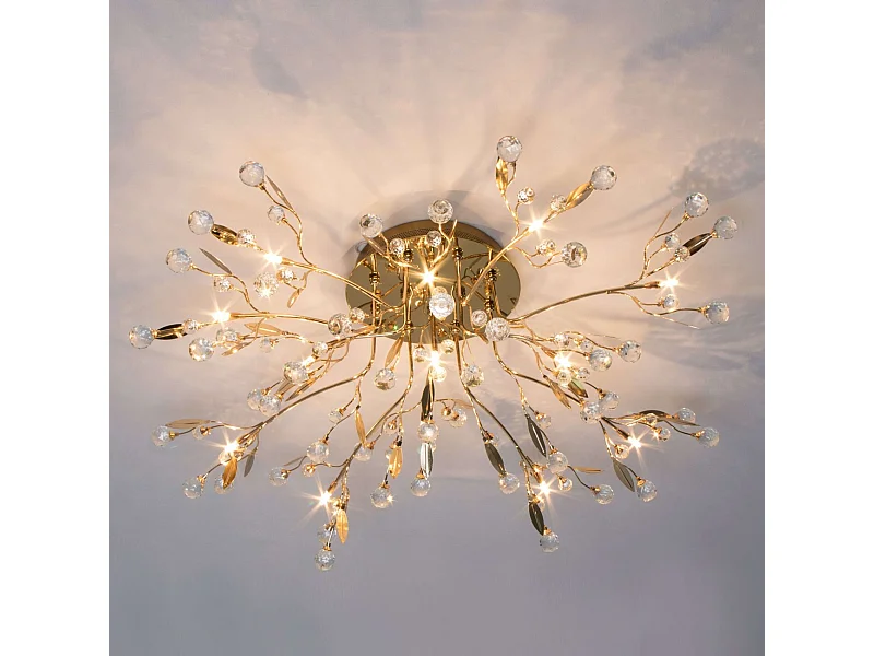 Plafonnier cristal doré 78 cm - Gutenstein