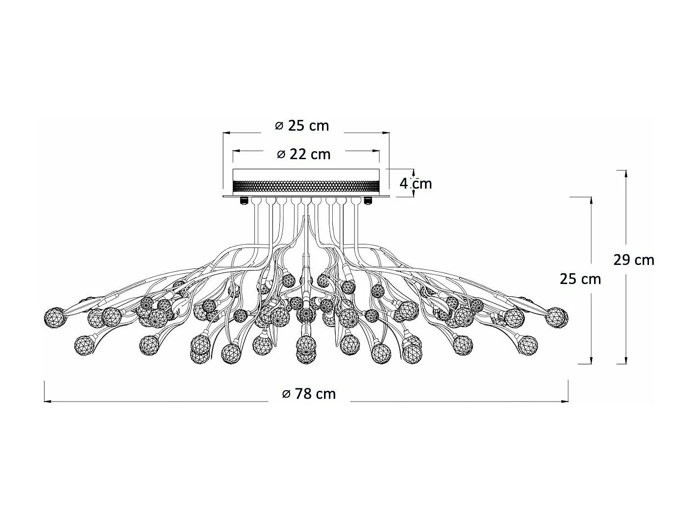 Plafonnier cristal doré 78 cm - Gutenstein
