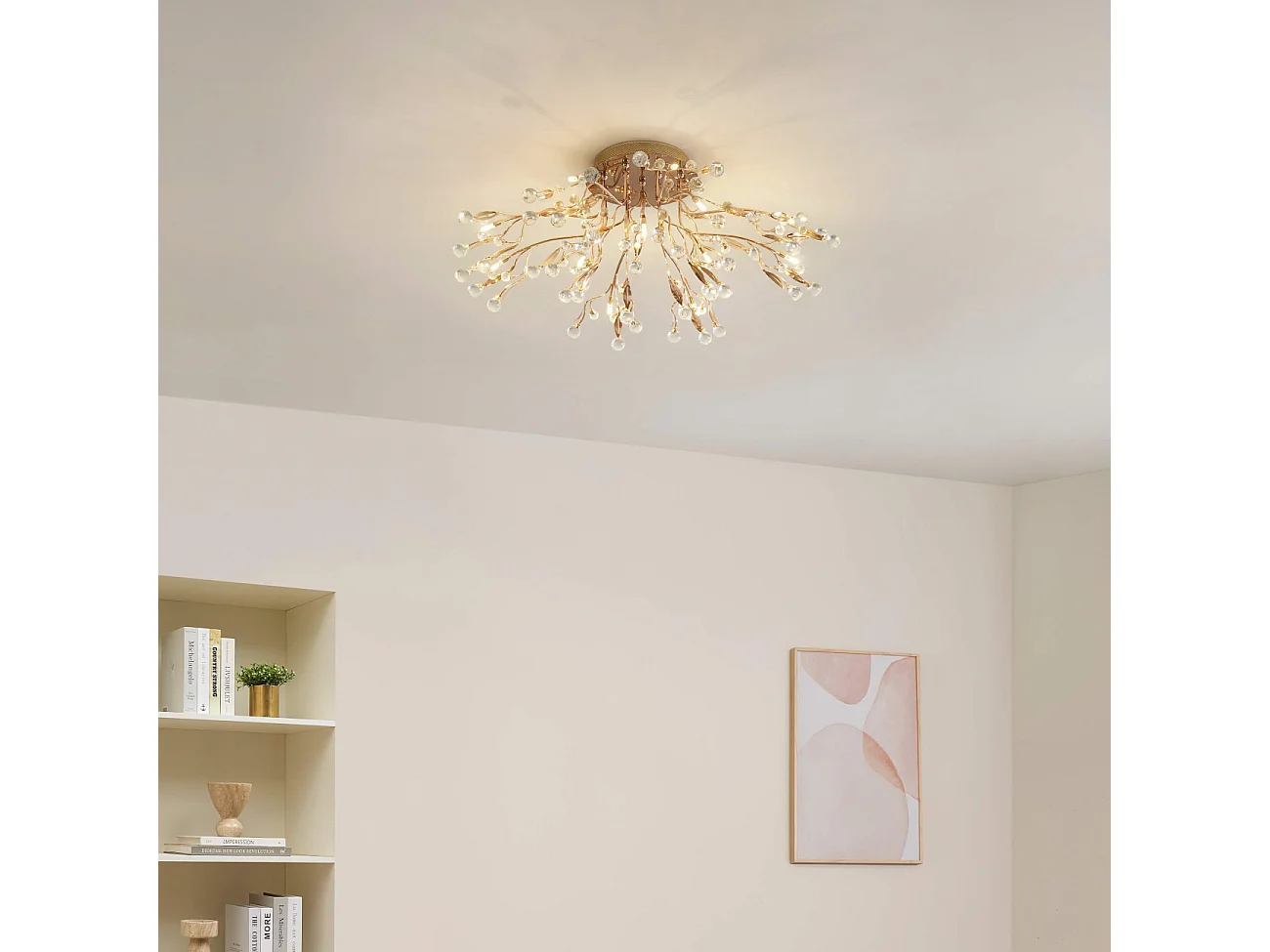 Plafonnier cristal doré 78 cm - Gutenstein