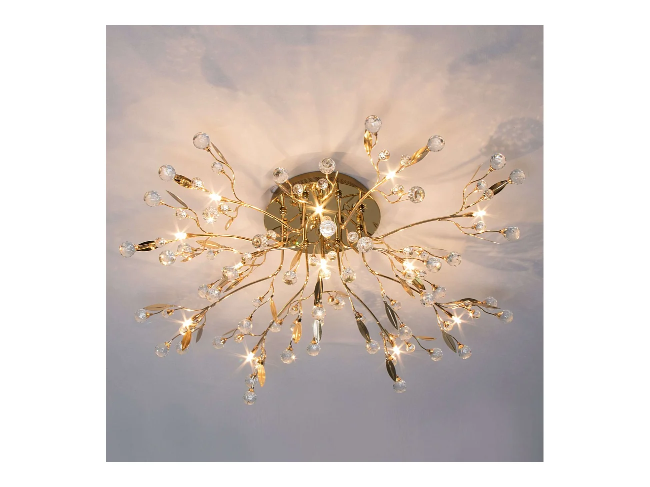 Plafonnier cristal doré 78 cm - Gutenstein
