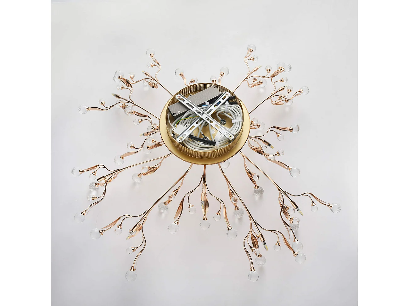 Plafonnier cristal doré 78 cm - Gutenstein