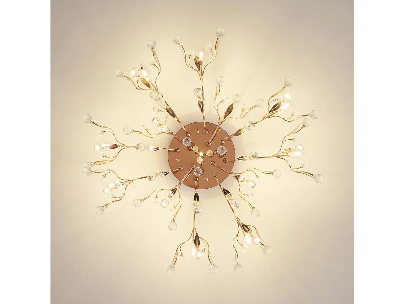 Plafonnier cristal doré 78 cm - Gutenstein