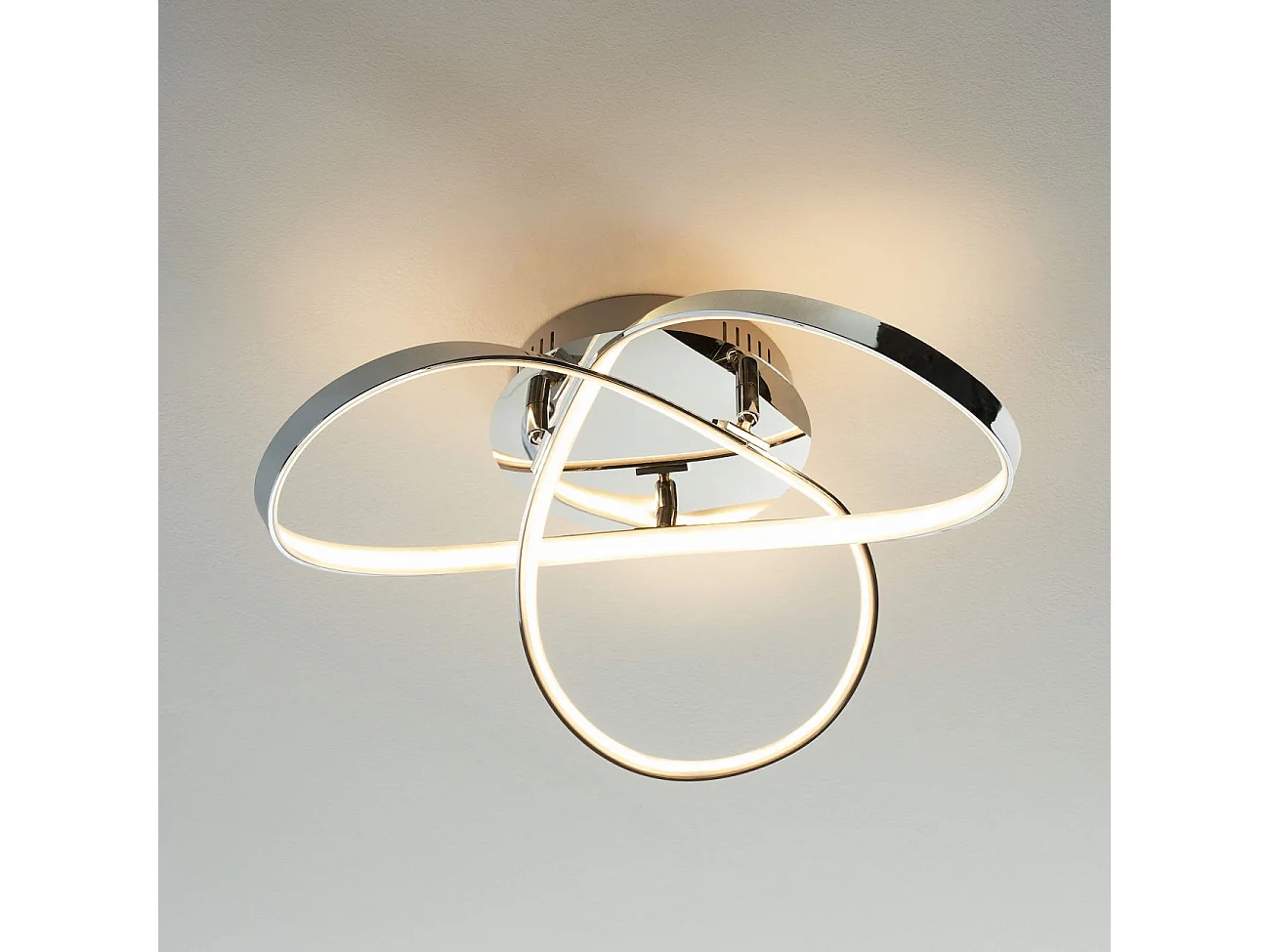 Plafonnier LED design 3 boucles chromé - Acht