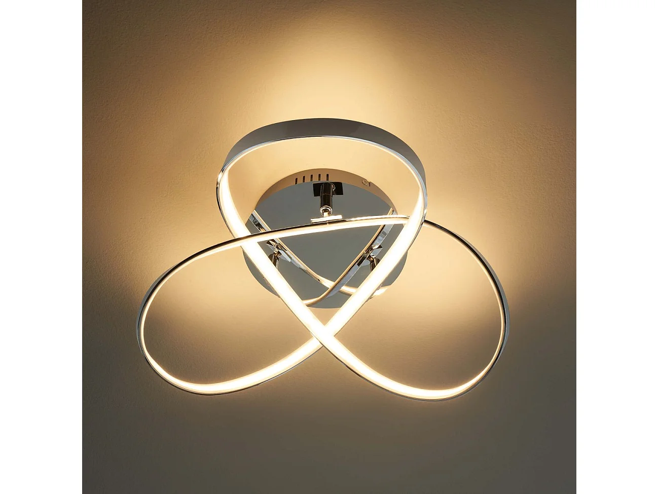 Plafonnier LED design 3 boucles chromé - Acht