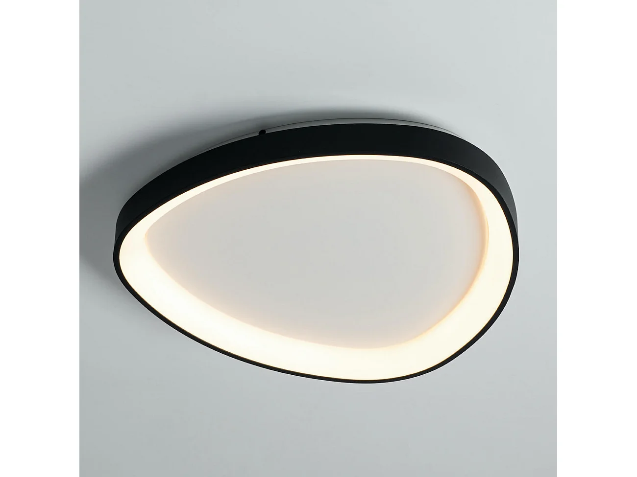 Plafonnier design ovale cercle noir LED dimmable 42 cm - Mesiano