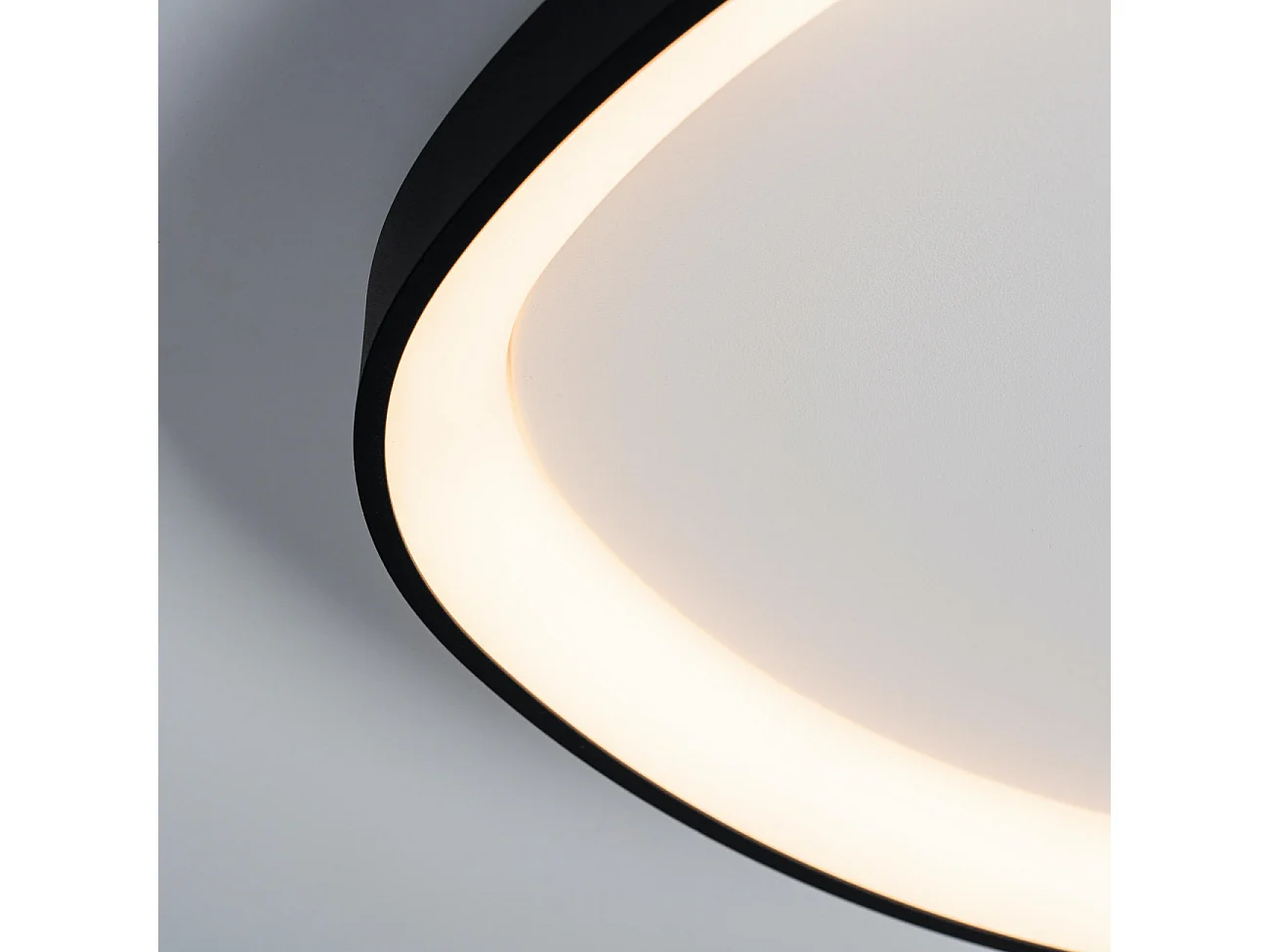 Plafonnier design ovale cercle noir LED dimmable 42 cm - Mesiano