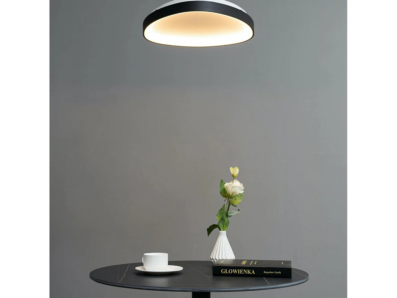 Plafonnier design ovale cercle noir LED dimmable 42 cm - Mesiano