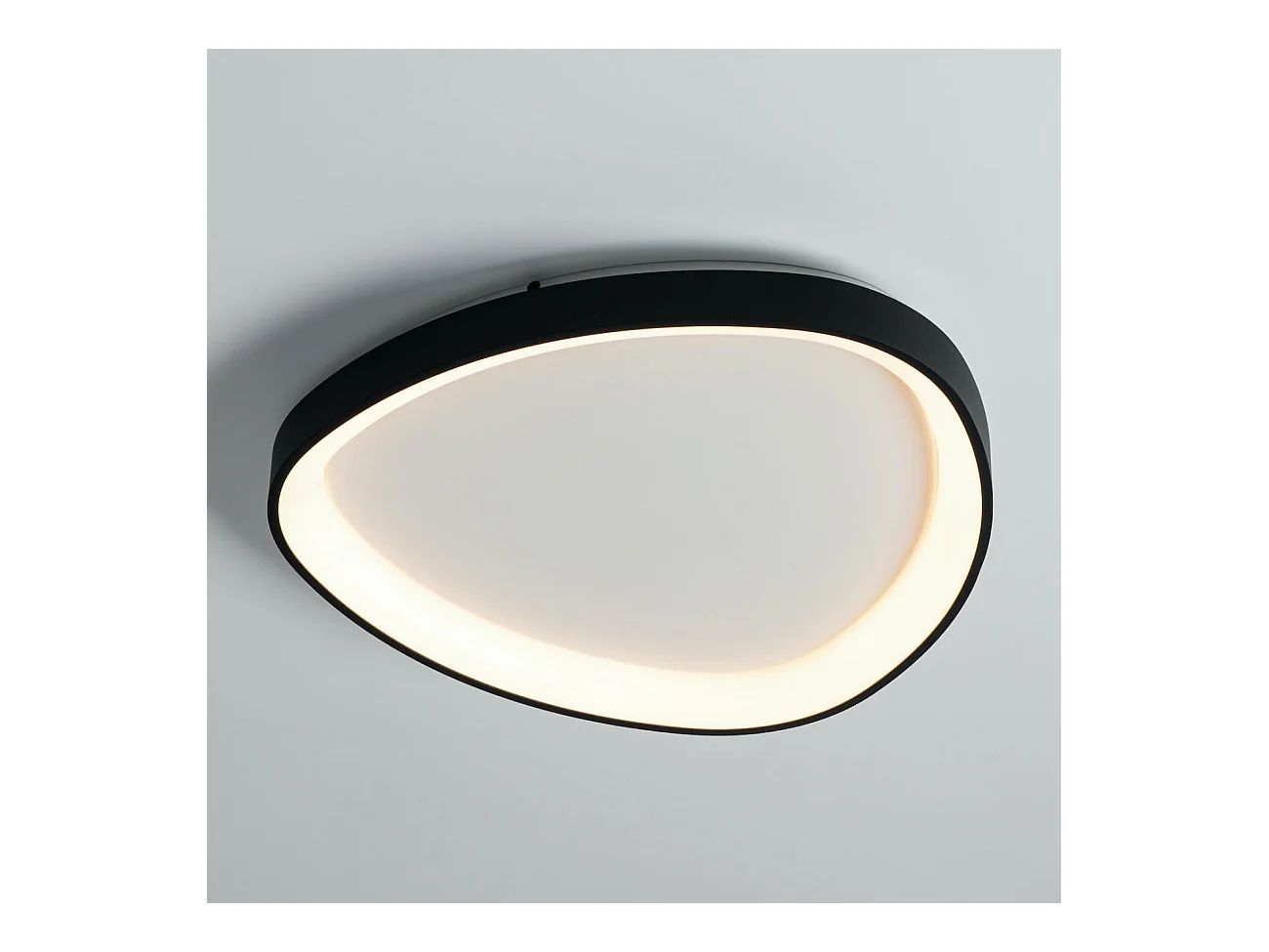 Plafonnier design ovale cercle noir LED dimmable 42 cm - Mesiano