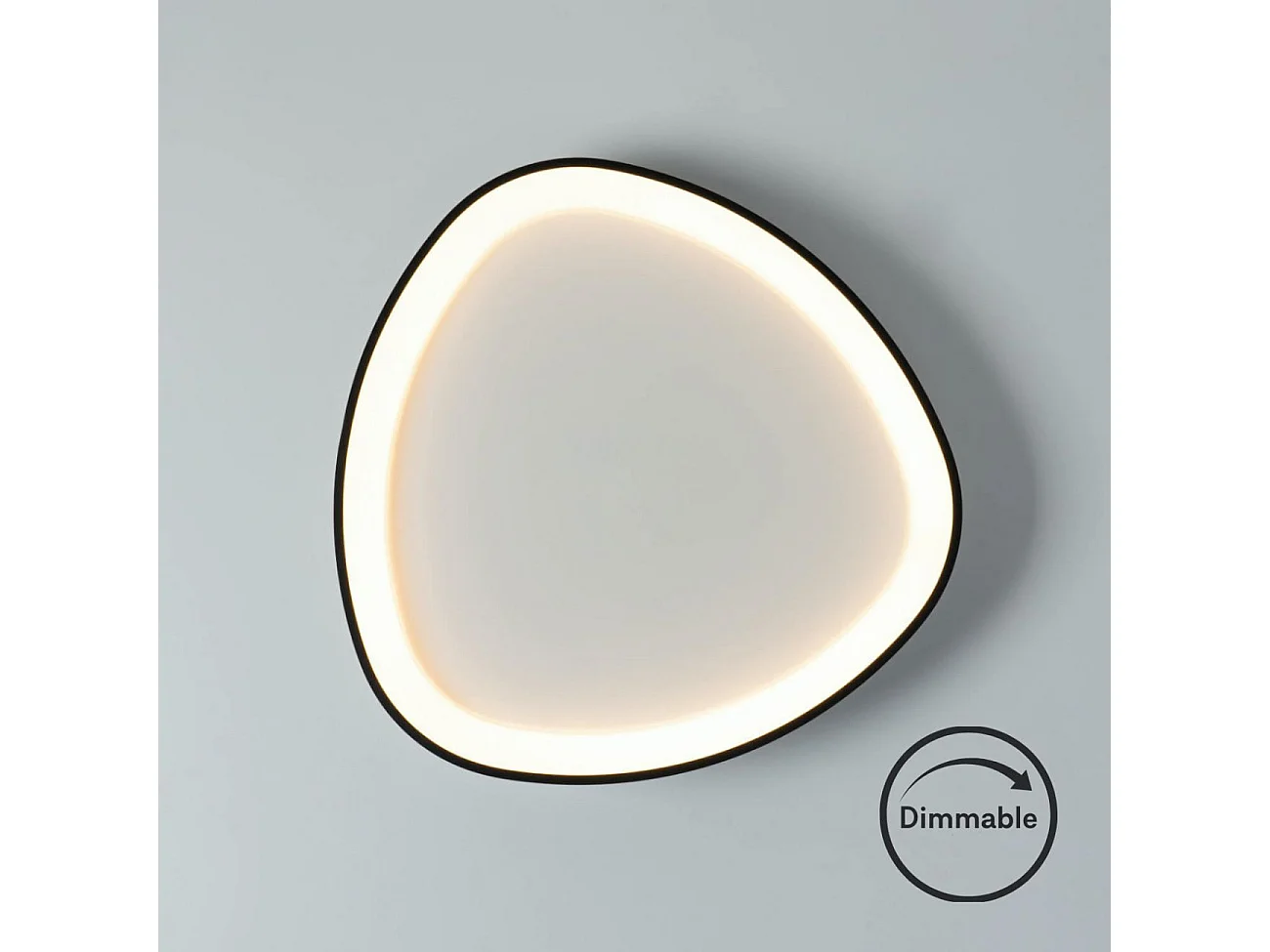 Plafonnier design ovale cercle noir LED dimmable 42 cm - Mesiano