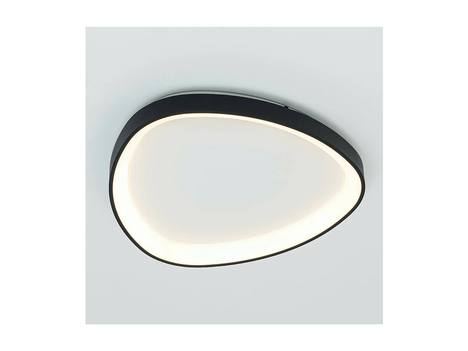 Plafonnier design ovale cercle noir LED dimmable 42 cm - Mesiano