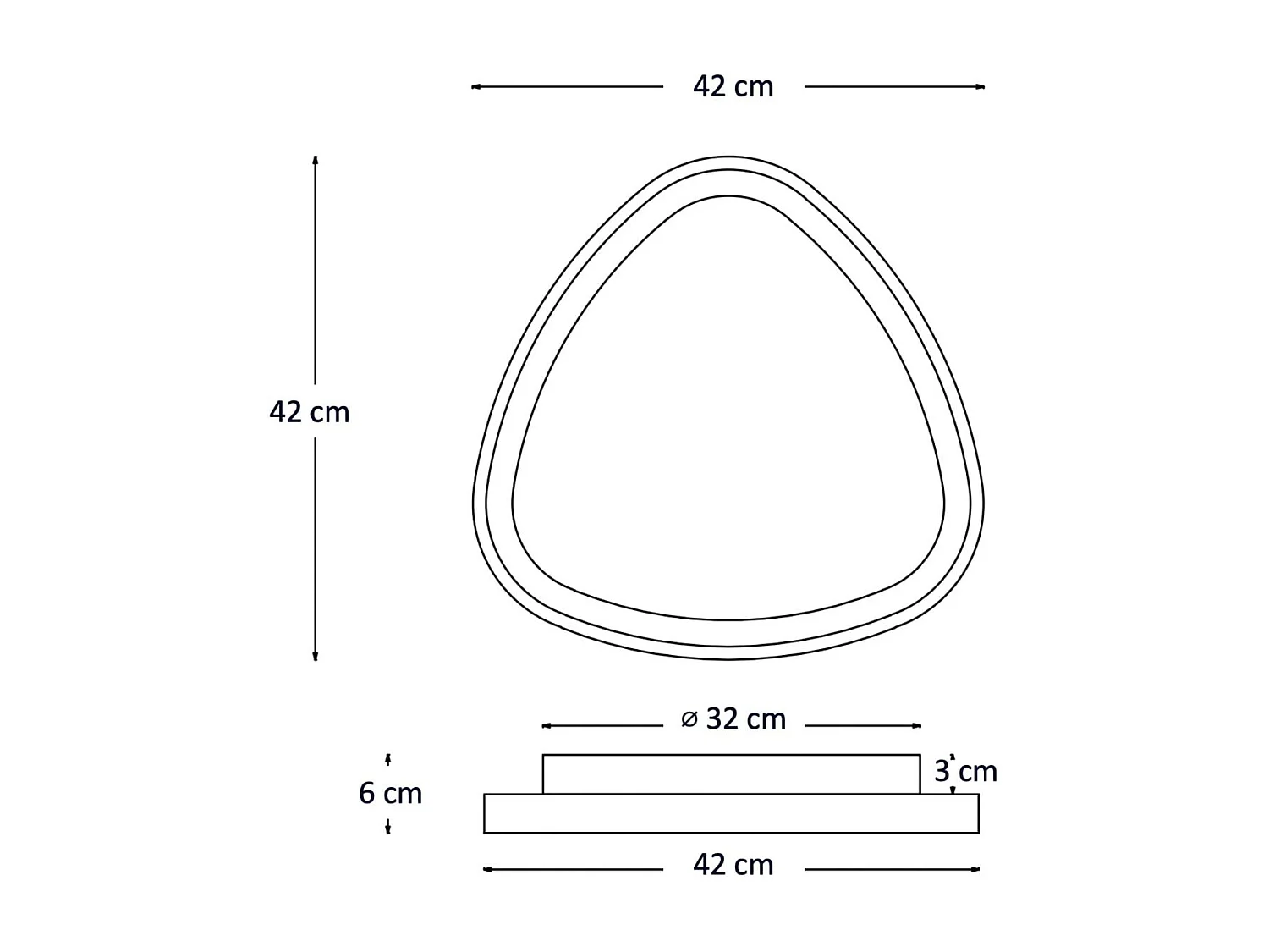 Plafonnier design ovale cercle noir LED dimmable 42 cm - Mesiano