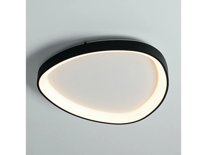 Plafonnier design ovale cercle noir LED dimmable 42 cm - Mesiano