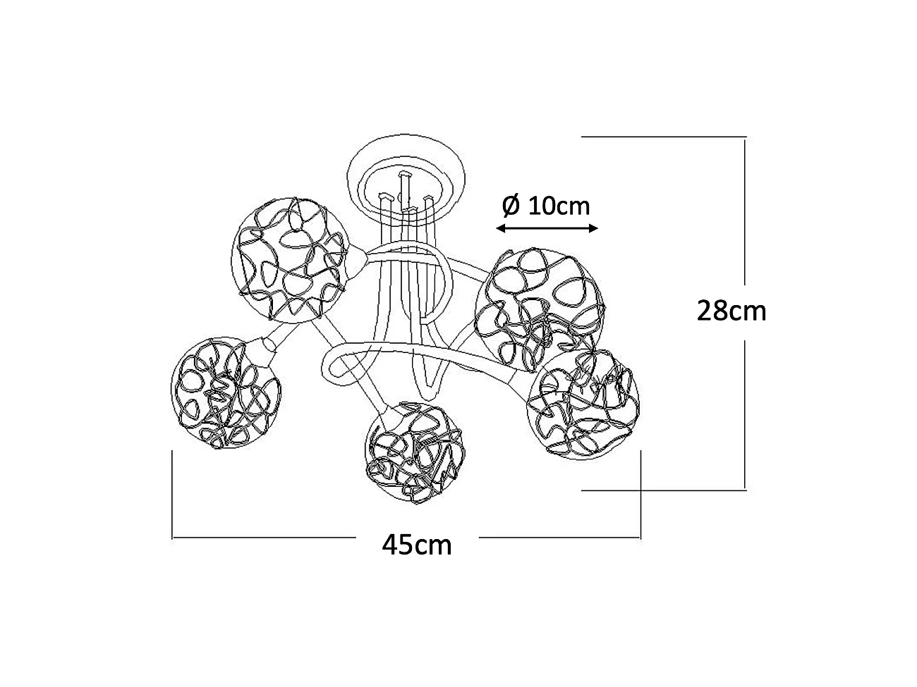 Plafonnier design 5 boules Aphyse
