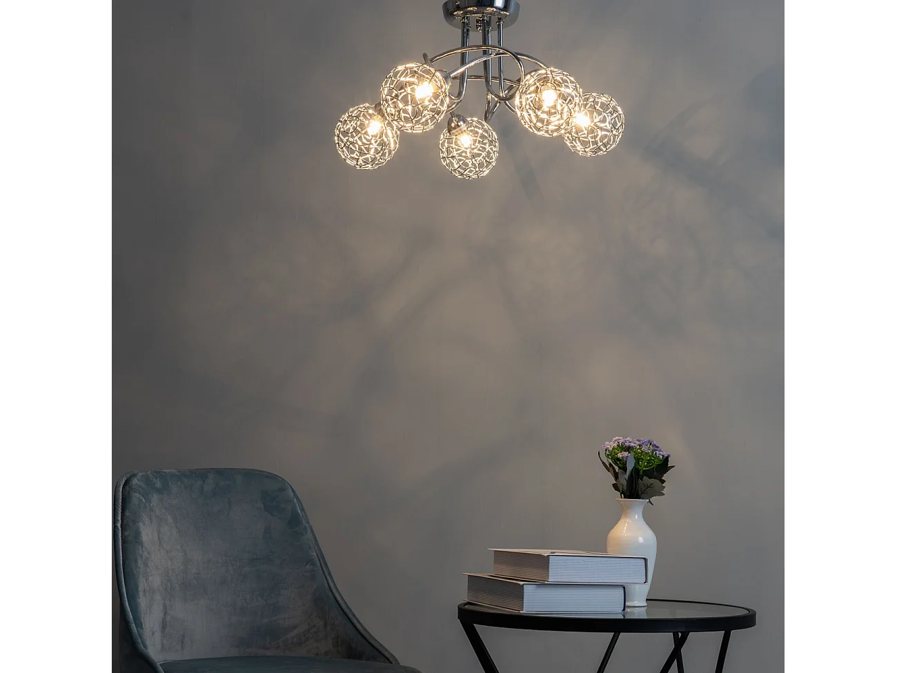 Plafonnier design 5 boules Aphyse