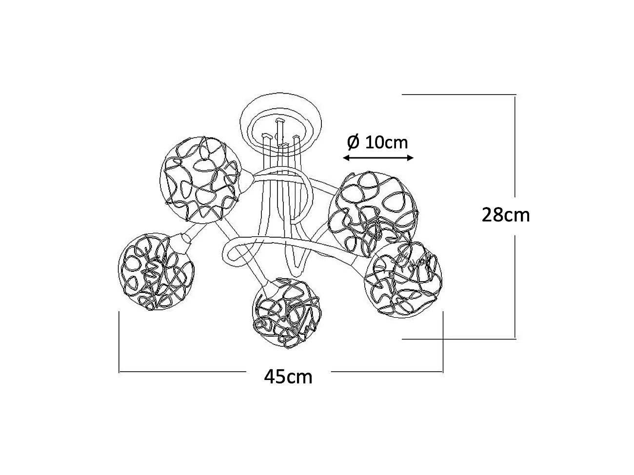 Plafonnier design 5 boules Aphyse