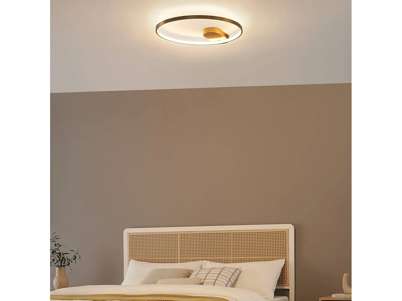 Plafonnier design cercle doré 50 cm - Evelia