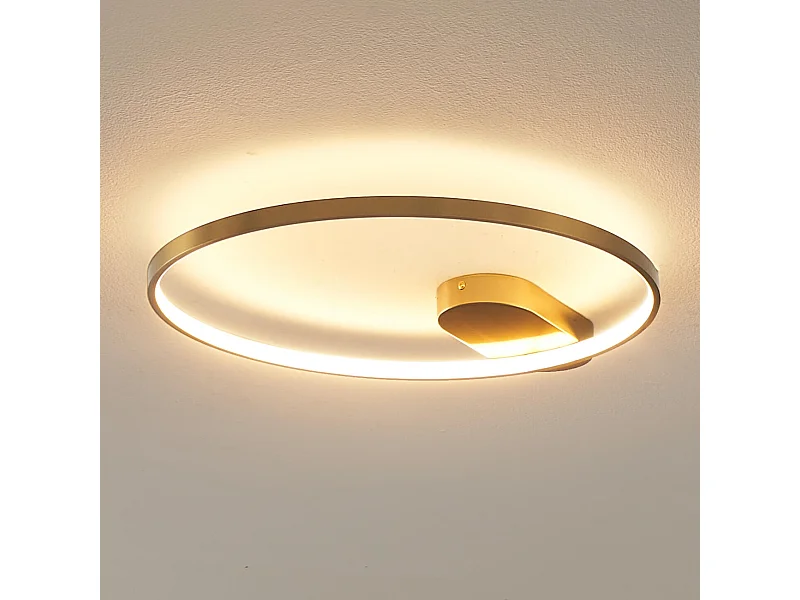 Plafonnier design cercle doré 50 cm - Evelia