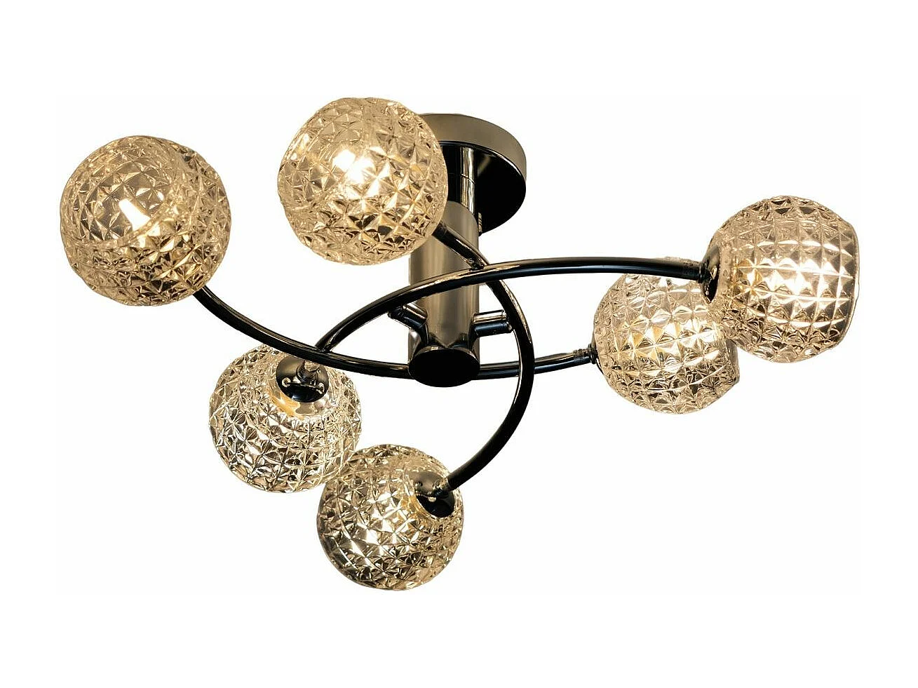 Plafonnier design à 6 sphères transparentes aux motifs graphiques - Salvati