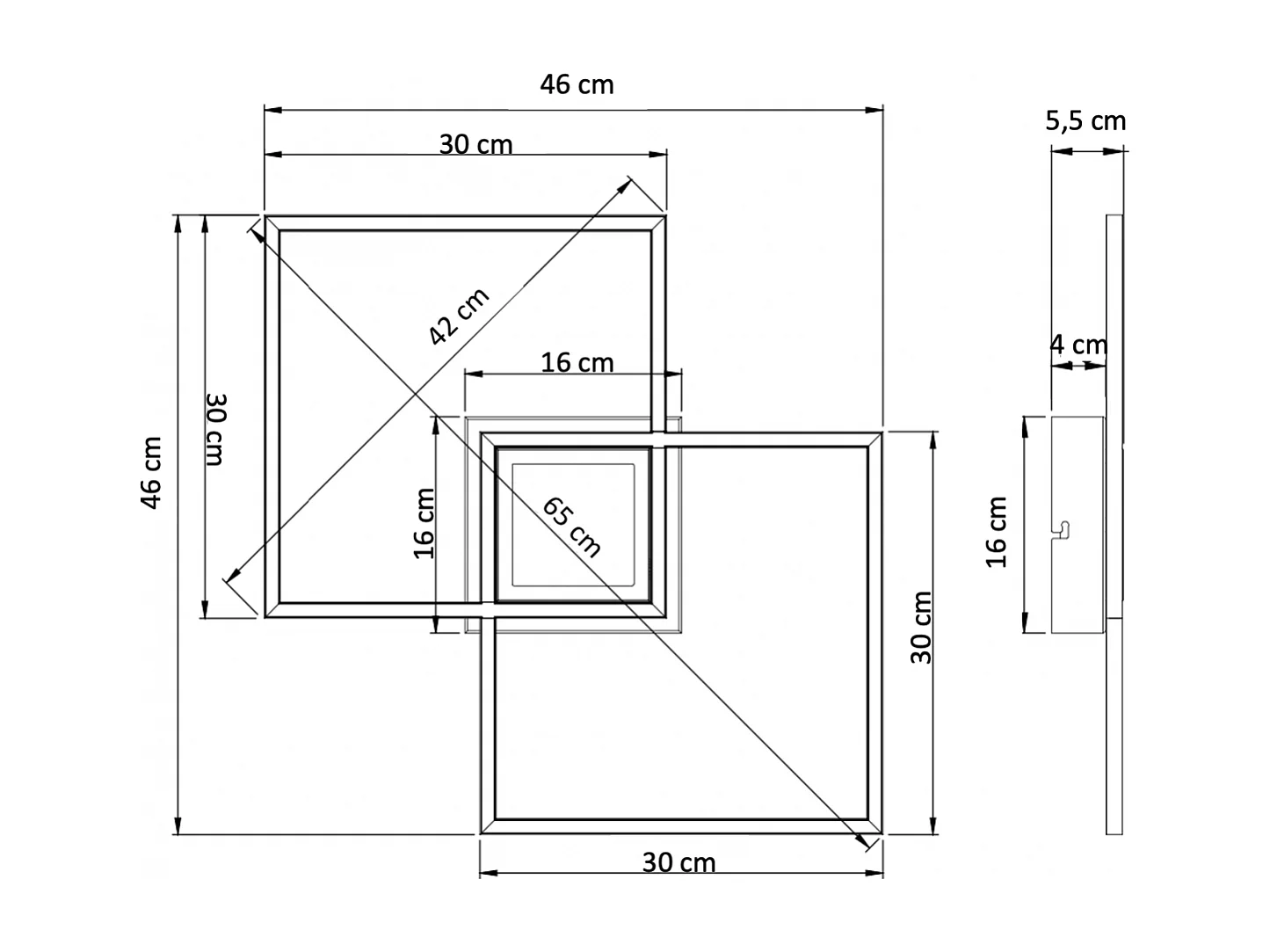 Plafonnier LED Dimmable design double rectangle - Eliza