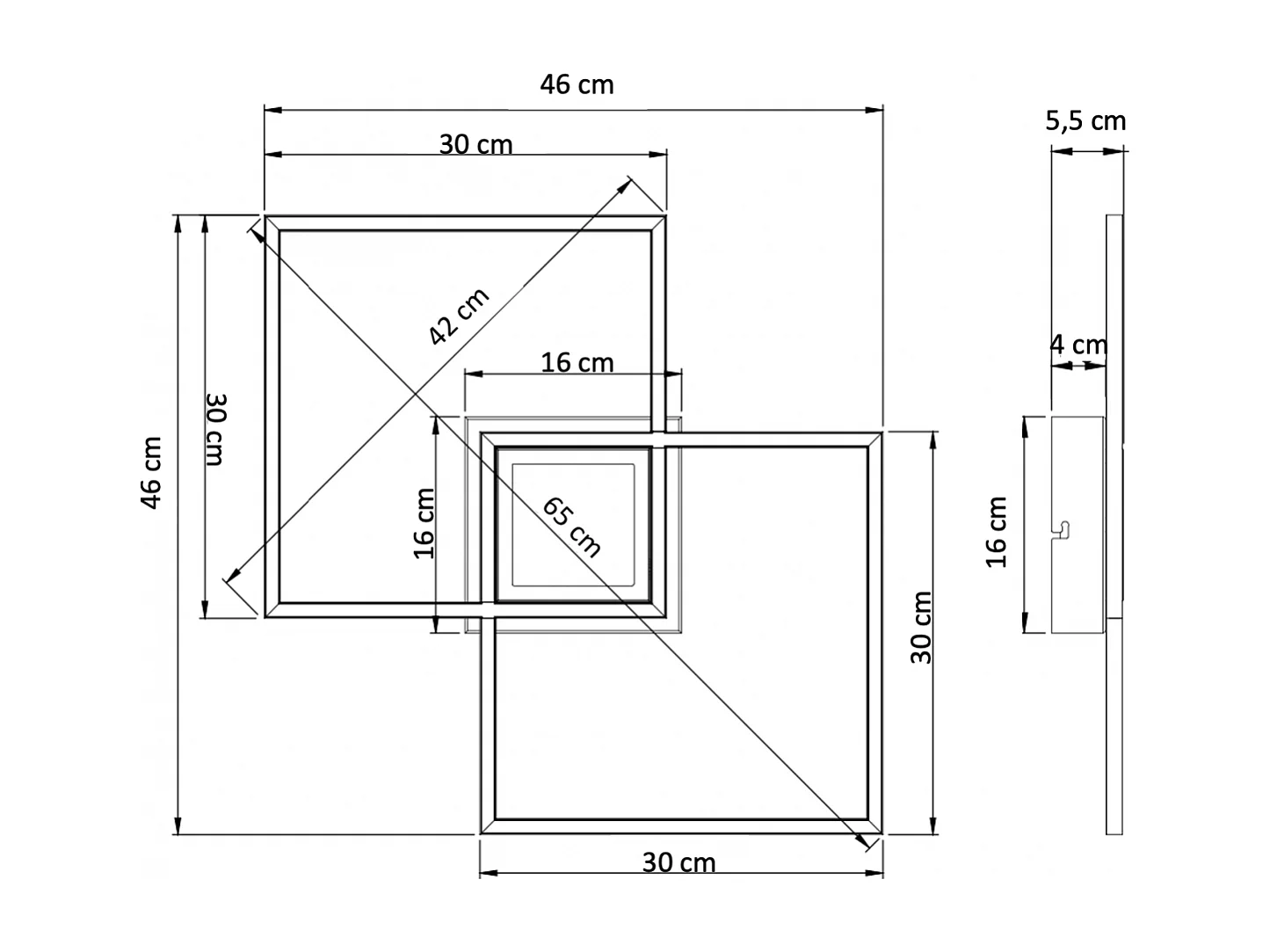Plafonnier LED Dimmable design double rectangle - Eliza