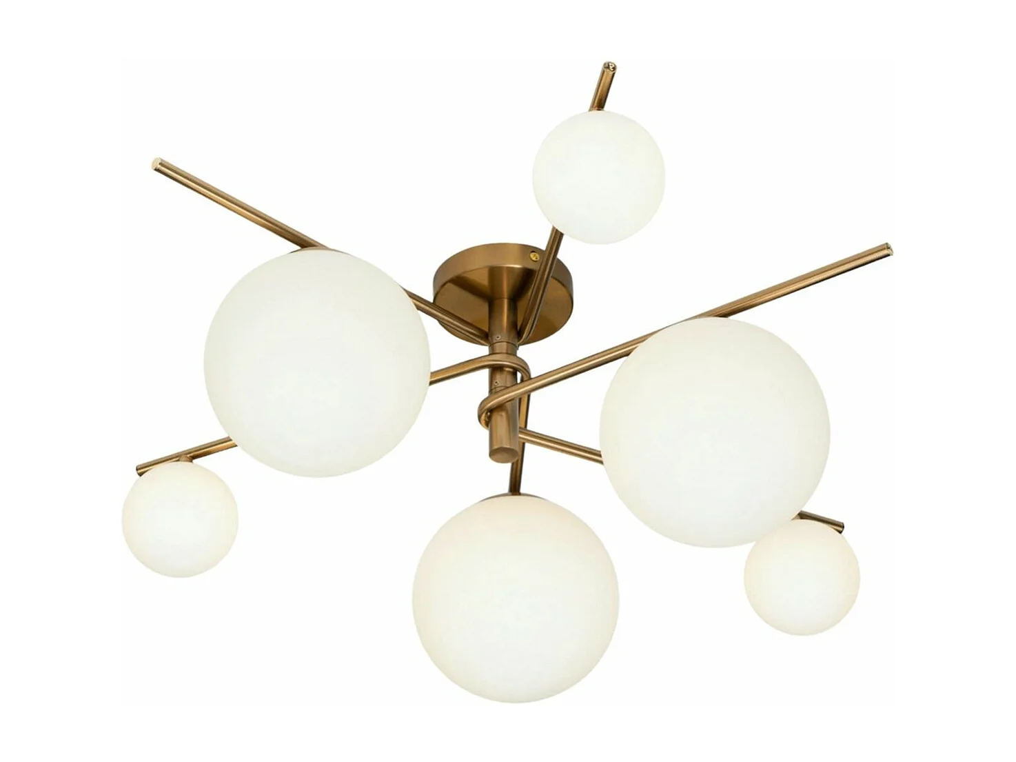 Plafonnier tendance doré et verre blanc - Belisto