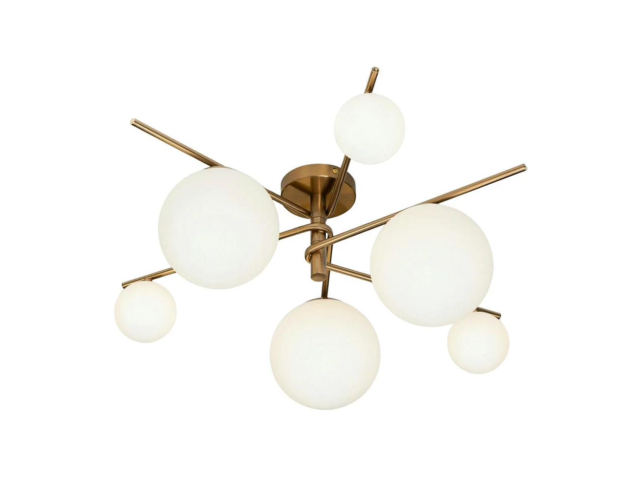 Plafonnier tendance doré et verre blanc - Belisto