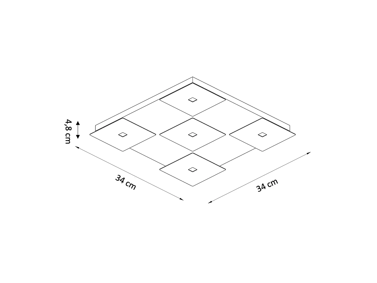 Plafonnier LED blanc carre L34 cm - Nova