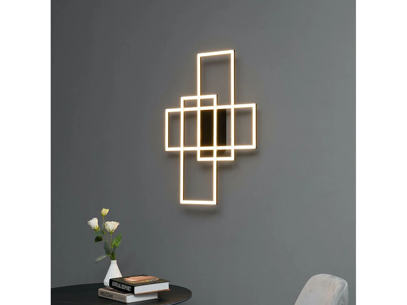 Plafonnier ou applique LED dimmable futuriste triple rectangle - Eli