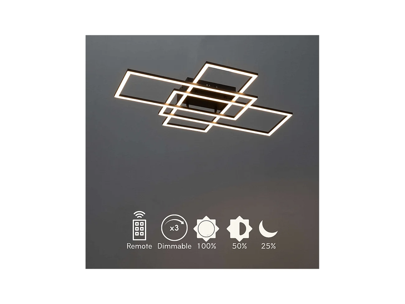 Plafonnier ou applique LED dimmable futuriste triple rectangle - Eli