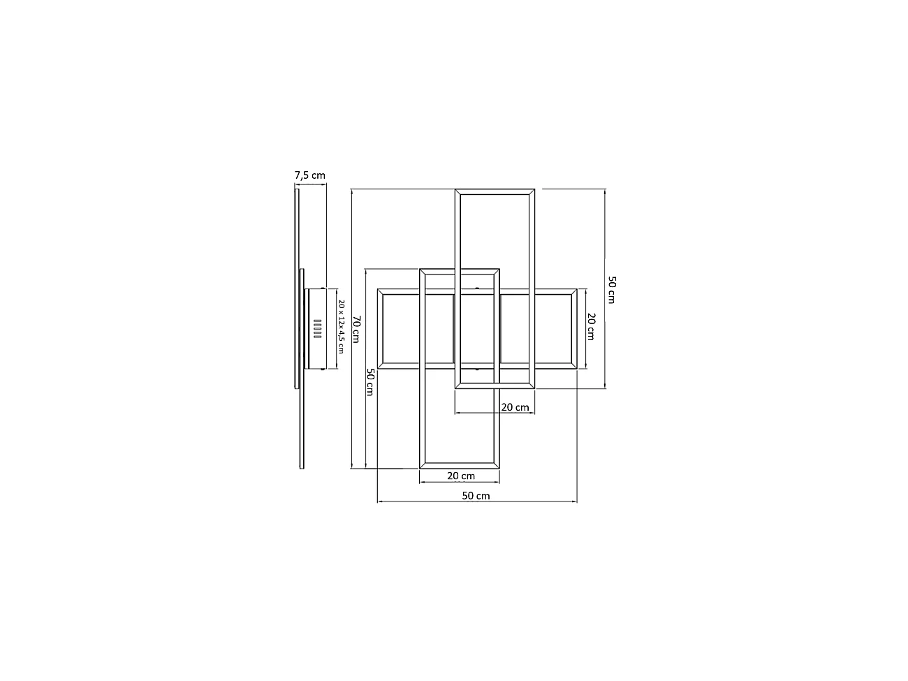 Plafonnier ou applique LED dimmable futuriste triple rectangle - Eli