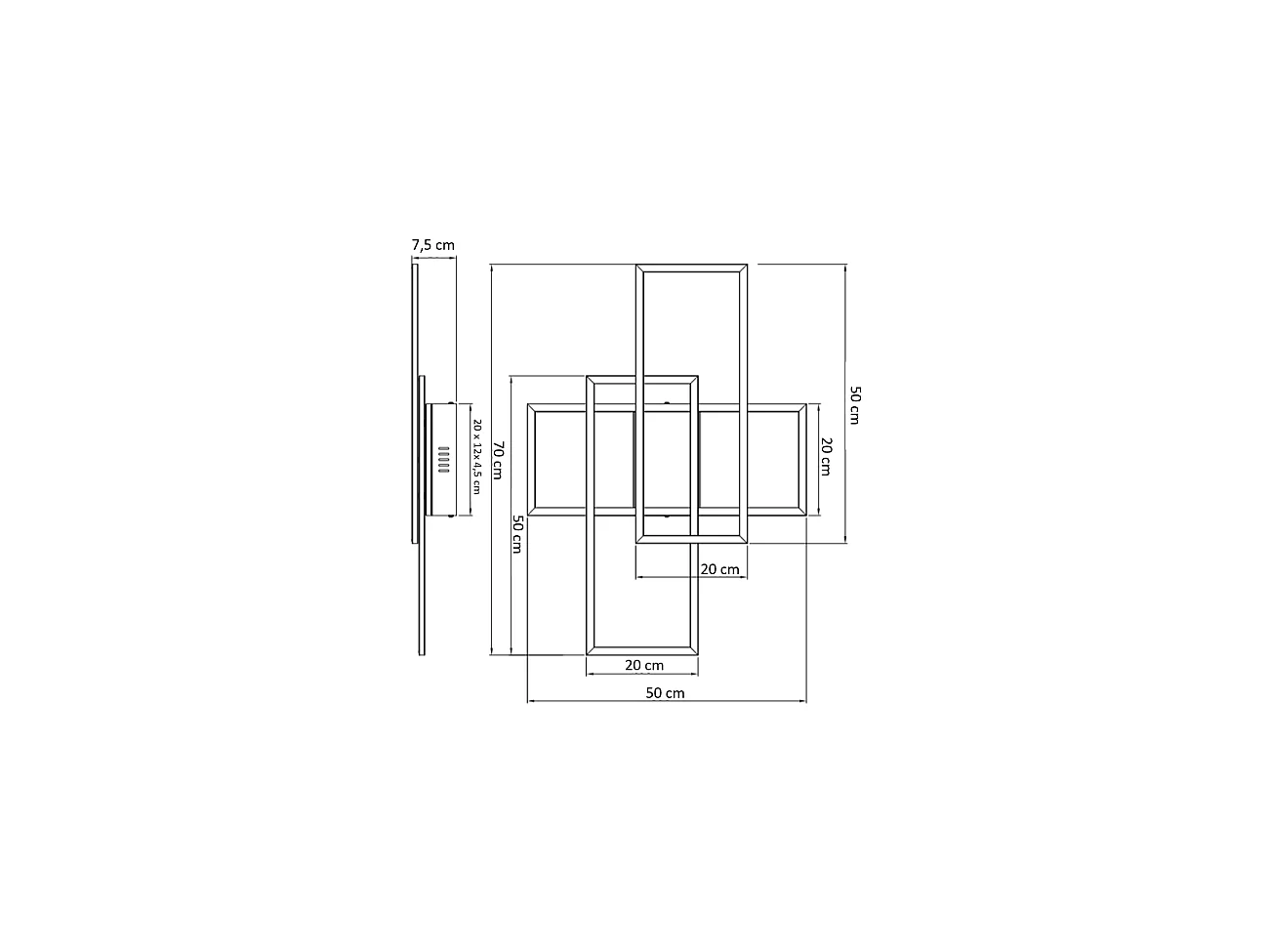 Plafonnier ou applique LED dimmable futuriste triple rectangle - Eli