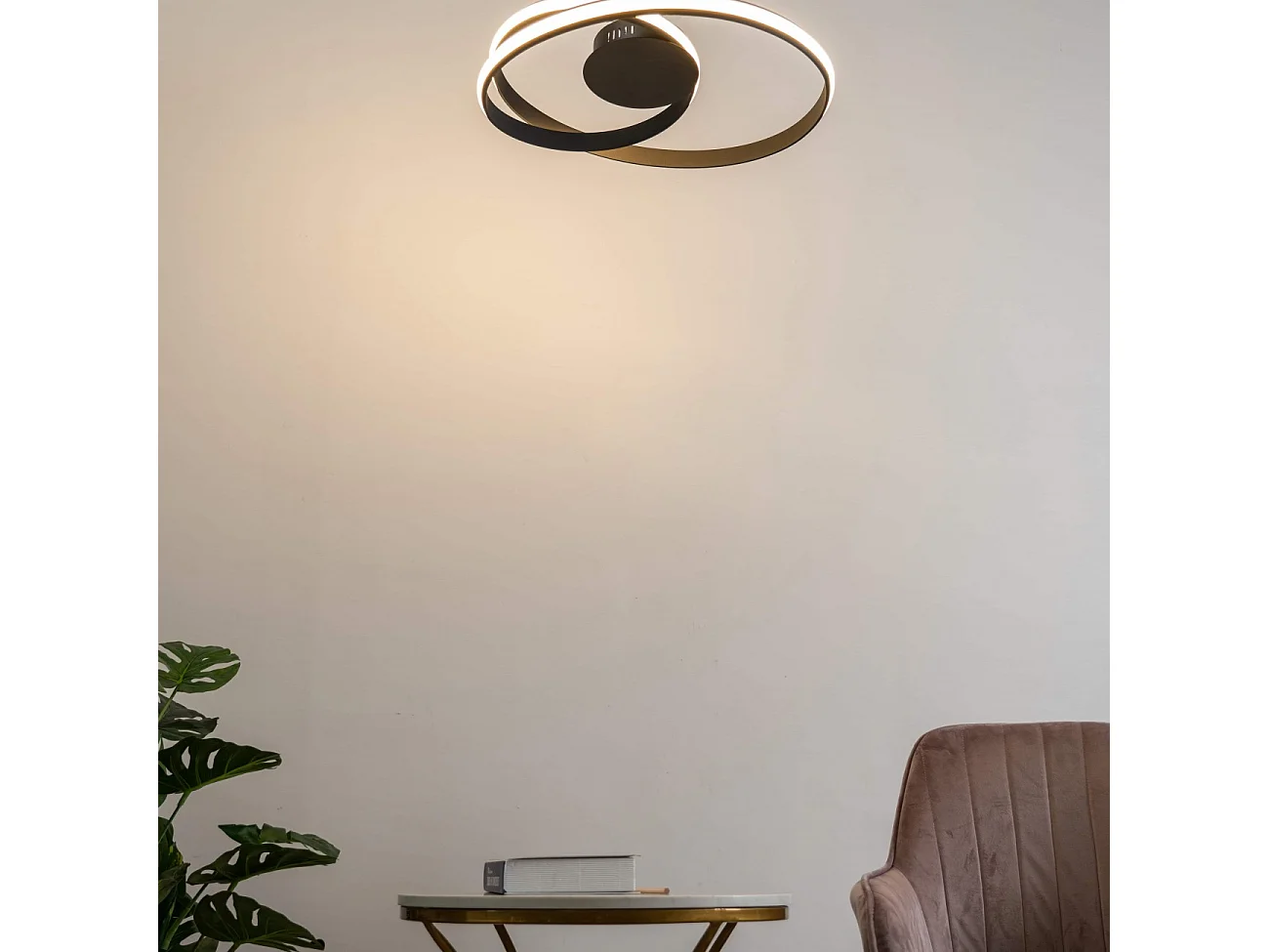 Plafonnier LED design double nœud noir - Keane