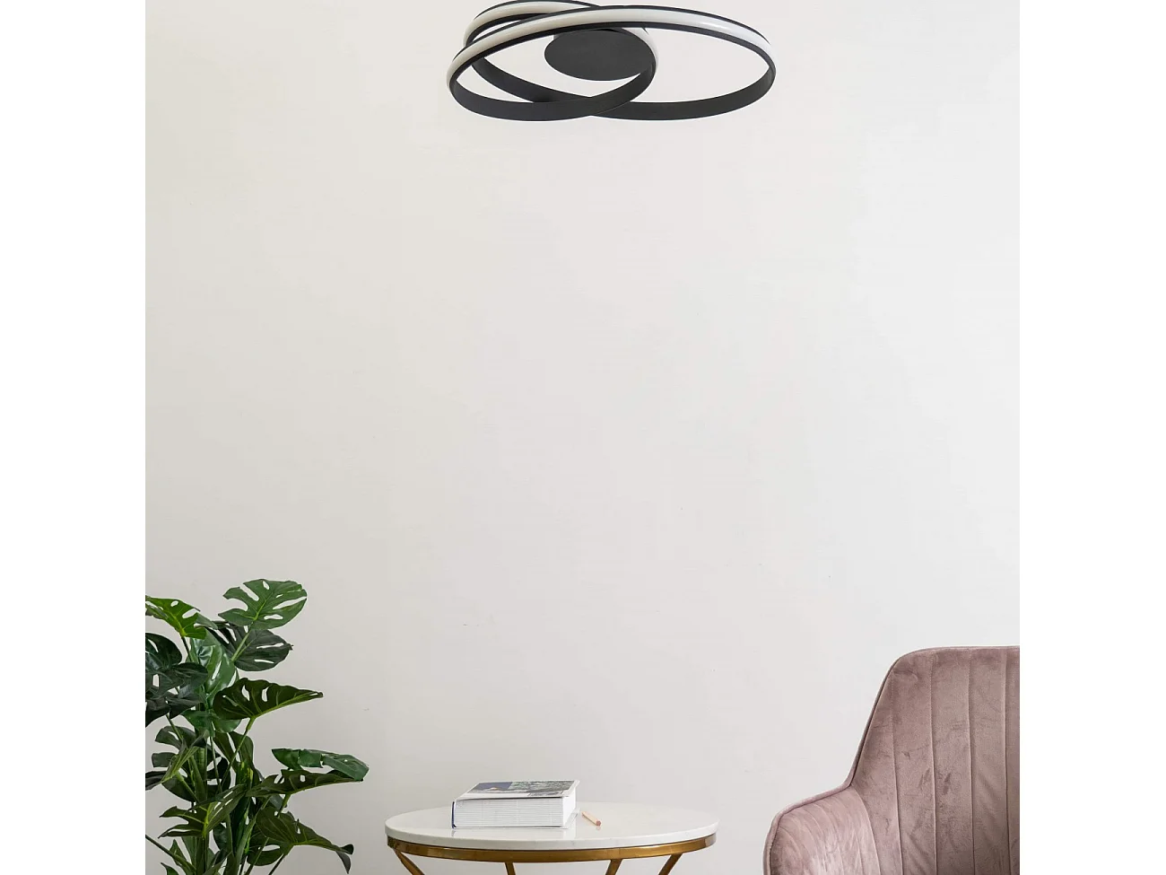 Plafonnier LED design double nœud noir - Keane