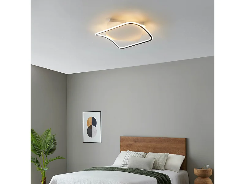 Plafonnier carré design 50 x 50 bords noirs - Sydal