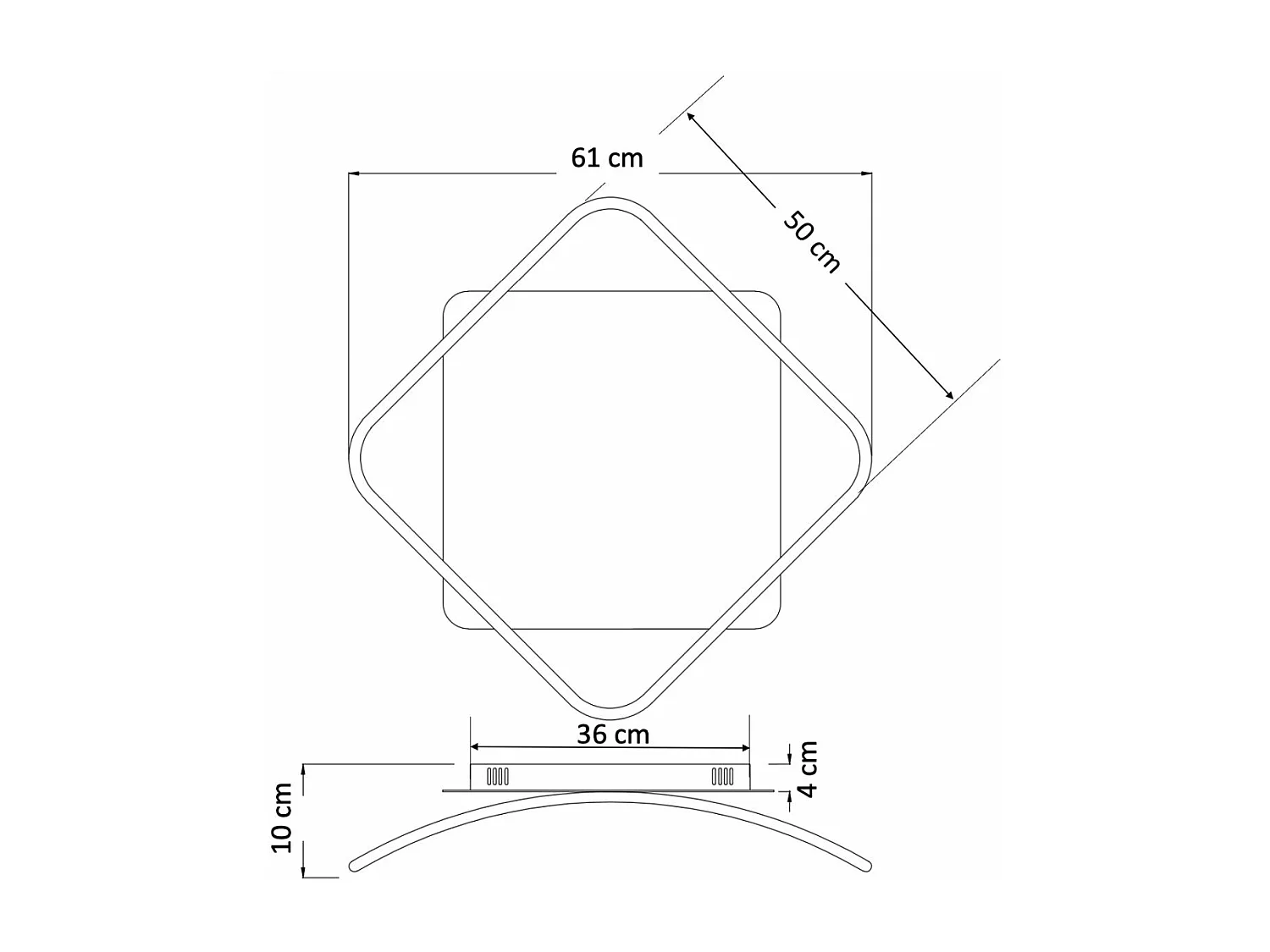 Plafonnier carré design 50 x 50 bords noirs - Sydal