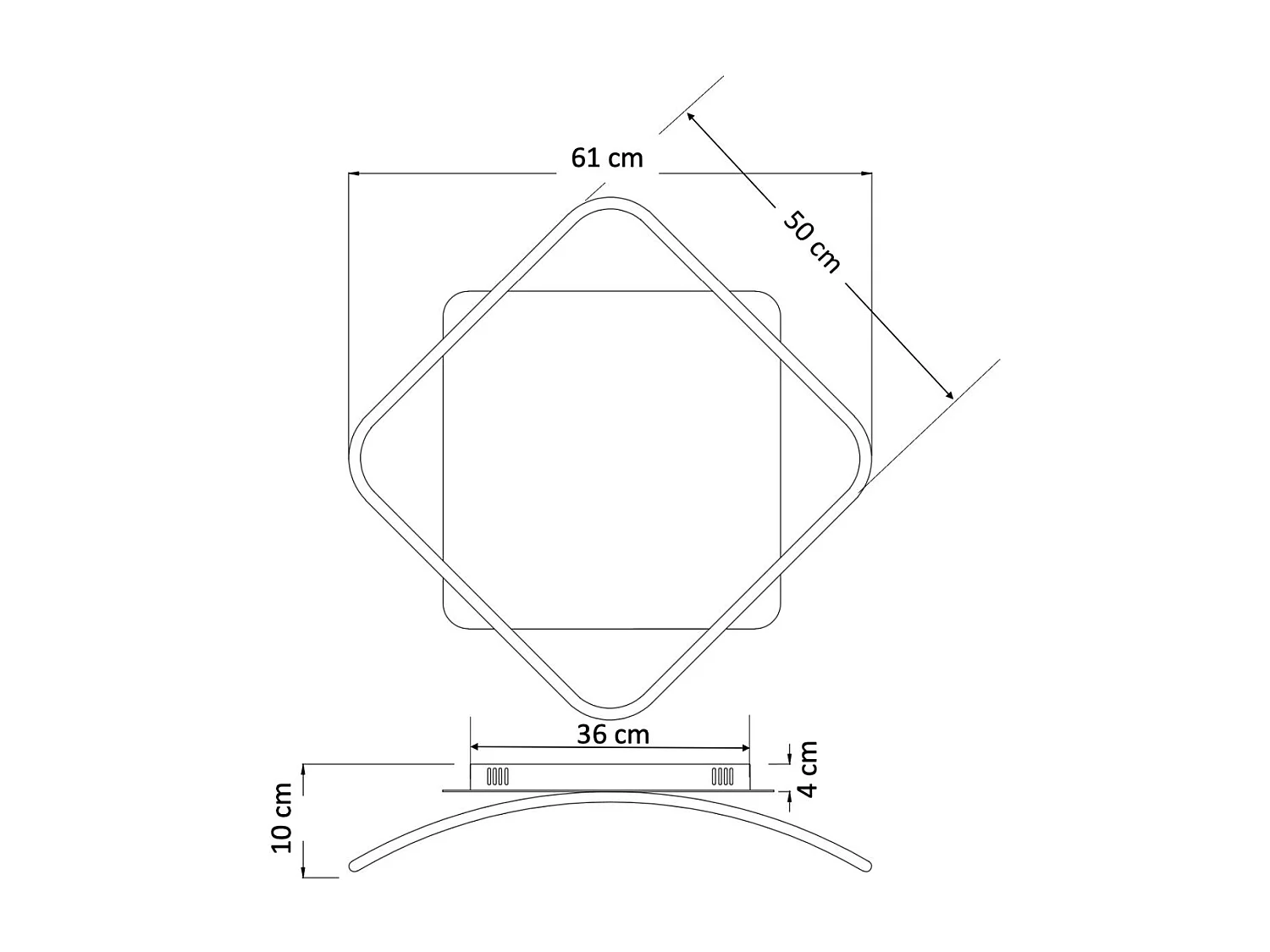 Plafonnier carré design 50 x 50 bords noirs - Sydal