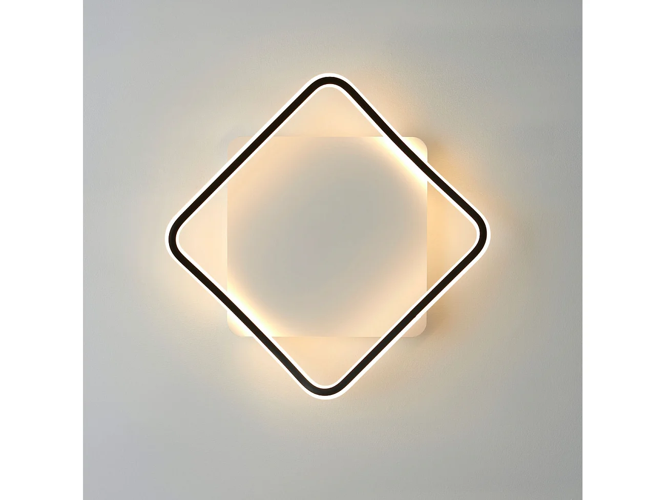 Plafonnier carré design 50 x 50 bords noirs - Sydal