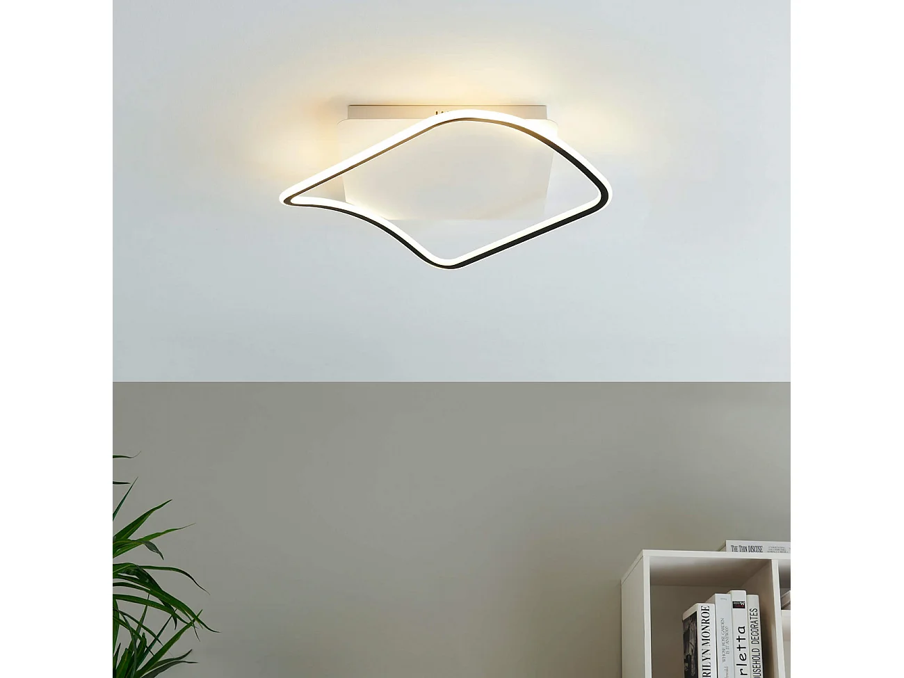 Plafonnier carré design 50 x 50 bords noirs - Sydal