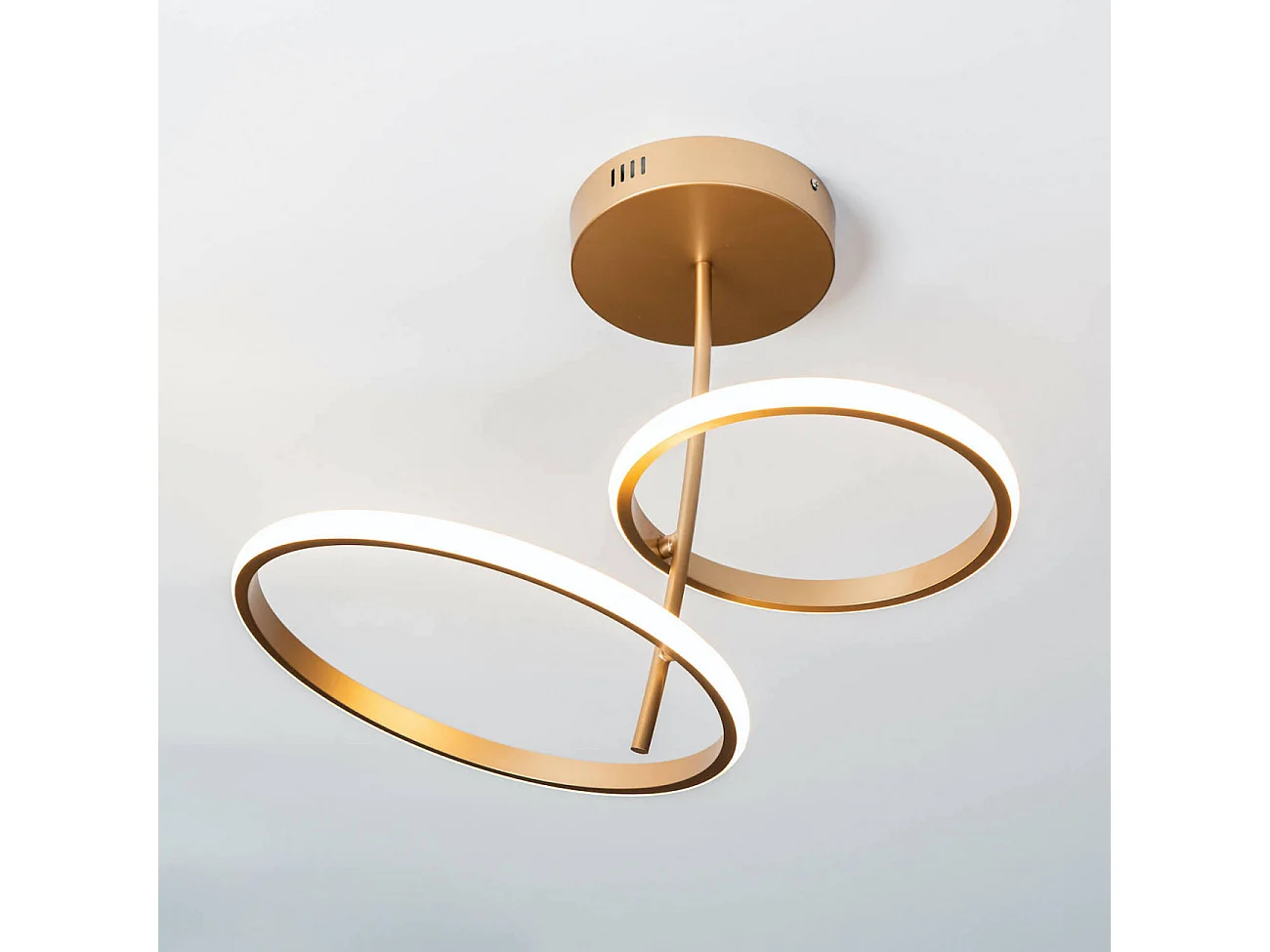 Plafonnier LED double anneau doré - Bellagio