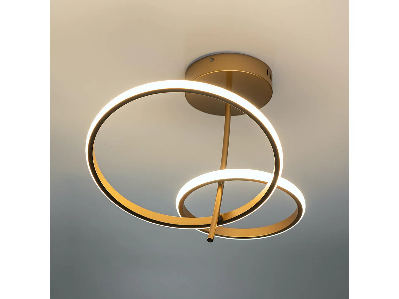 Plafonnier LED double anneau doré - Bellagio