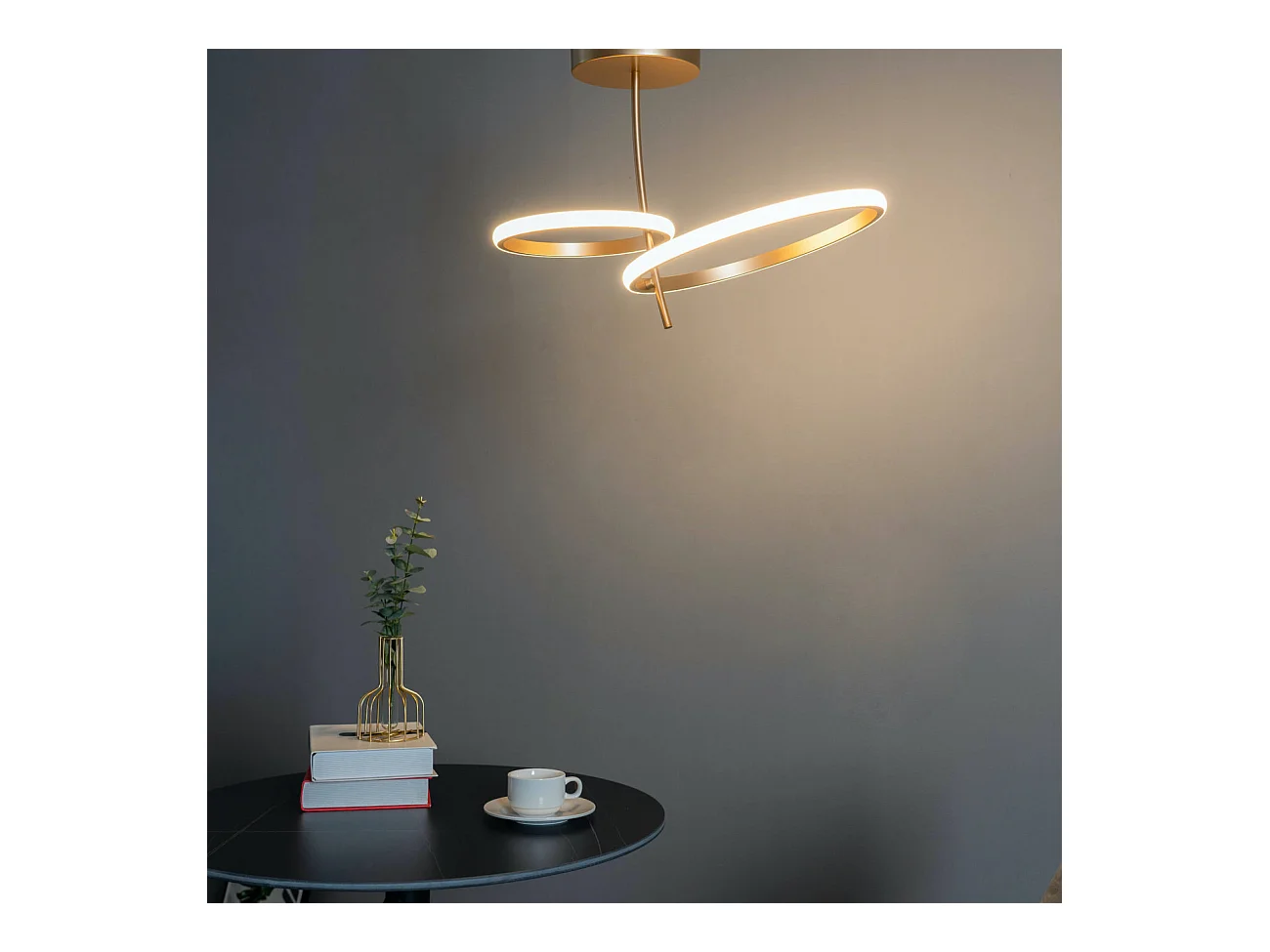 Plafonnier LED double anneau doré - Bellagio