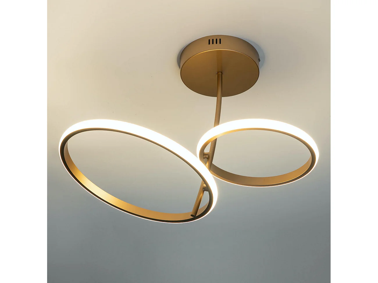 Plafonnier LED double anneau doré - Bellagio