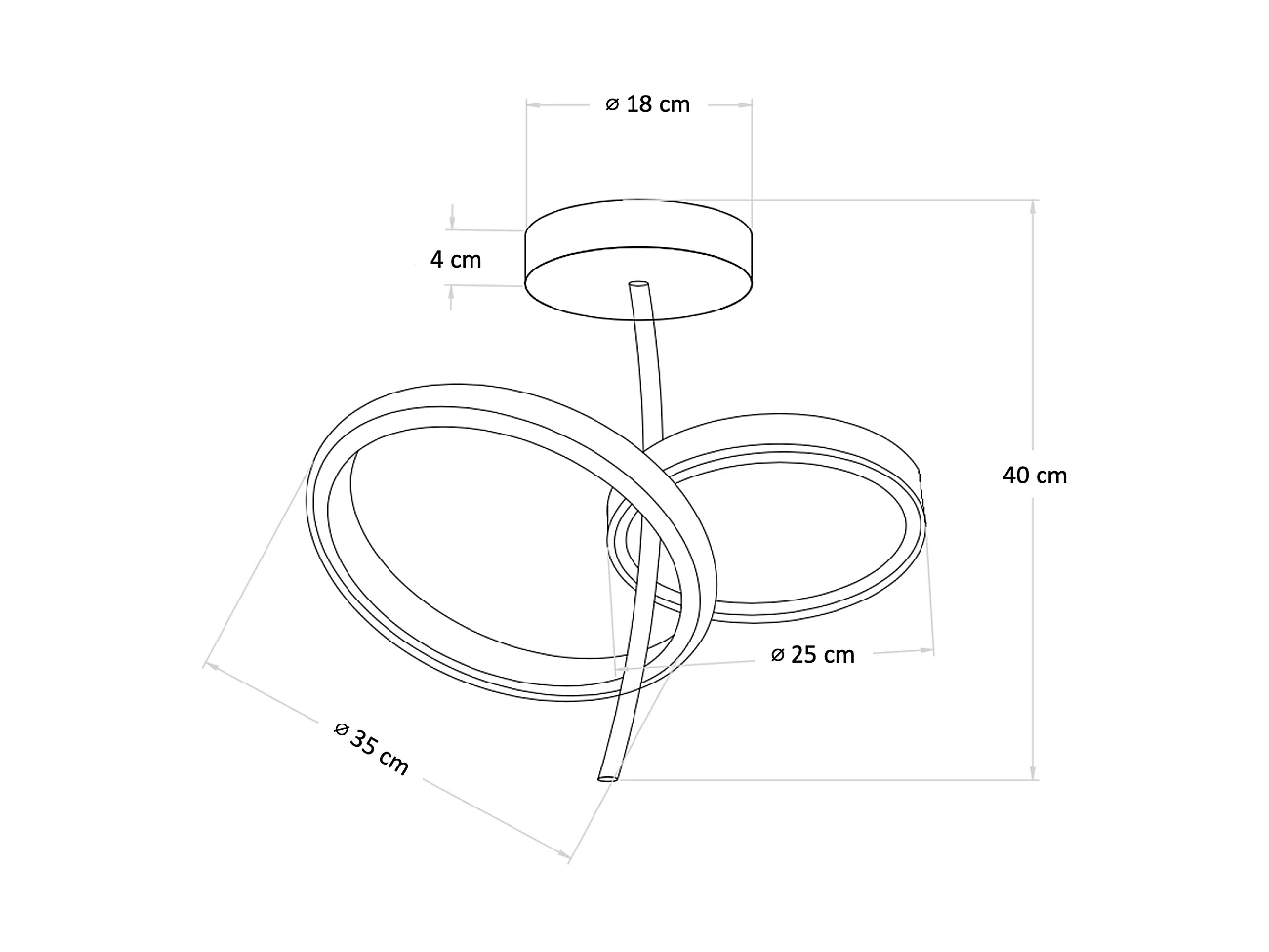 Plafonnier LED double anneau doré - Bellagio