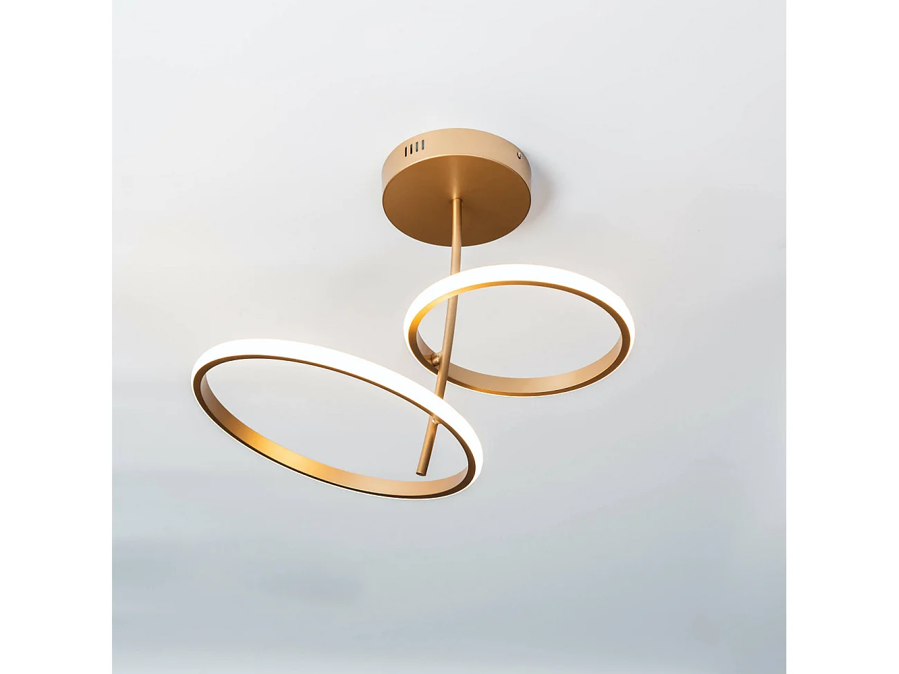 Plafonnier LED double anneau doré - Bellagio