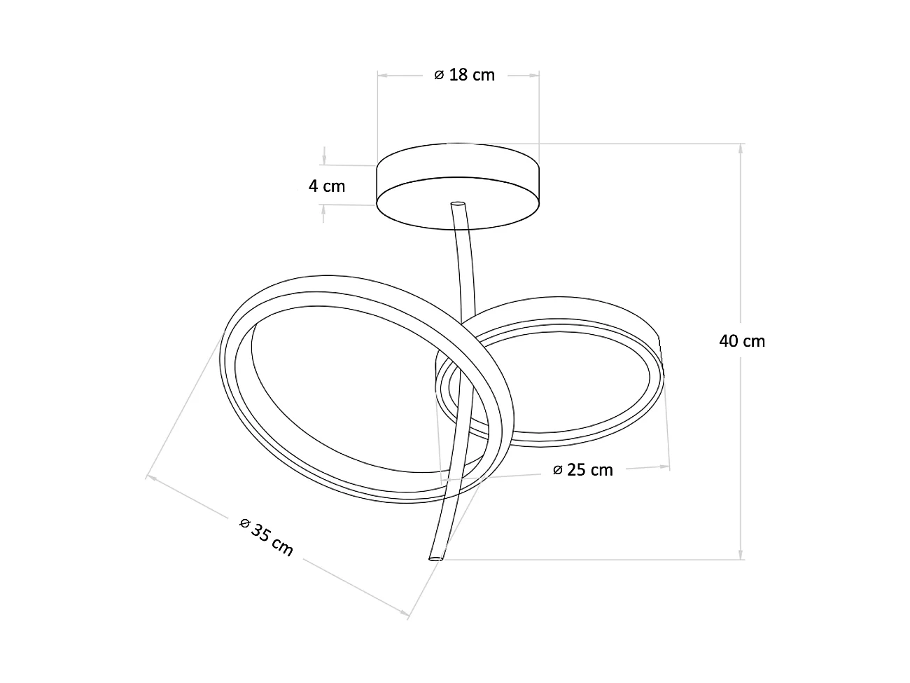 Plafonnier LED double anneau doré - Bellagio