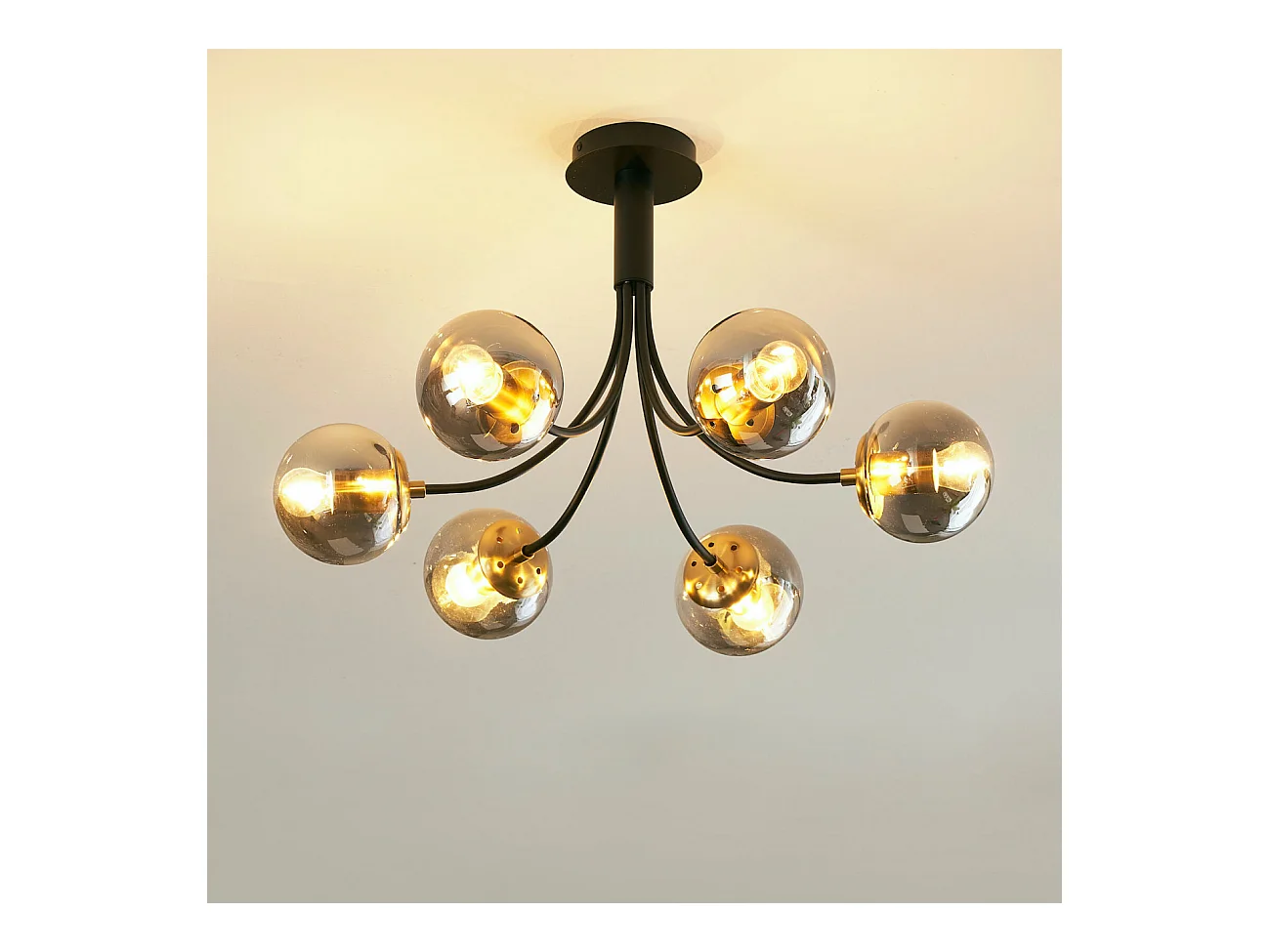 Plafonnier chic noir boules en verre - Ciara