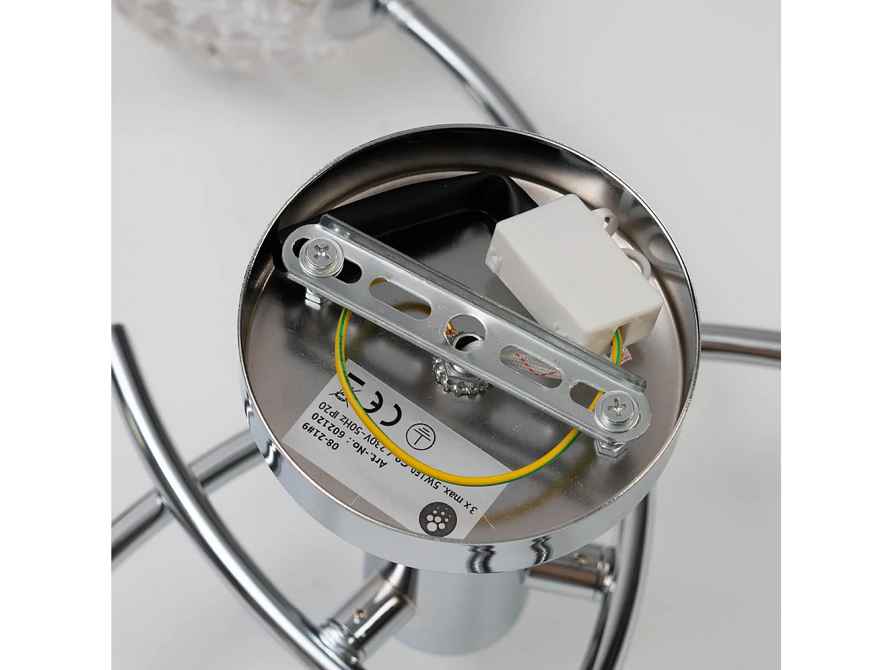 Plafonnier design à 3 sphères transparentes aux motifs graphiques - Salvati