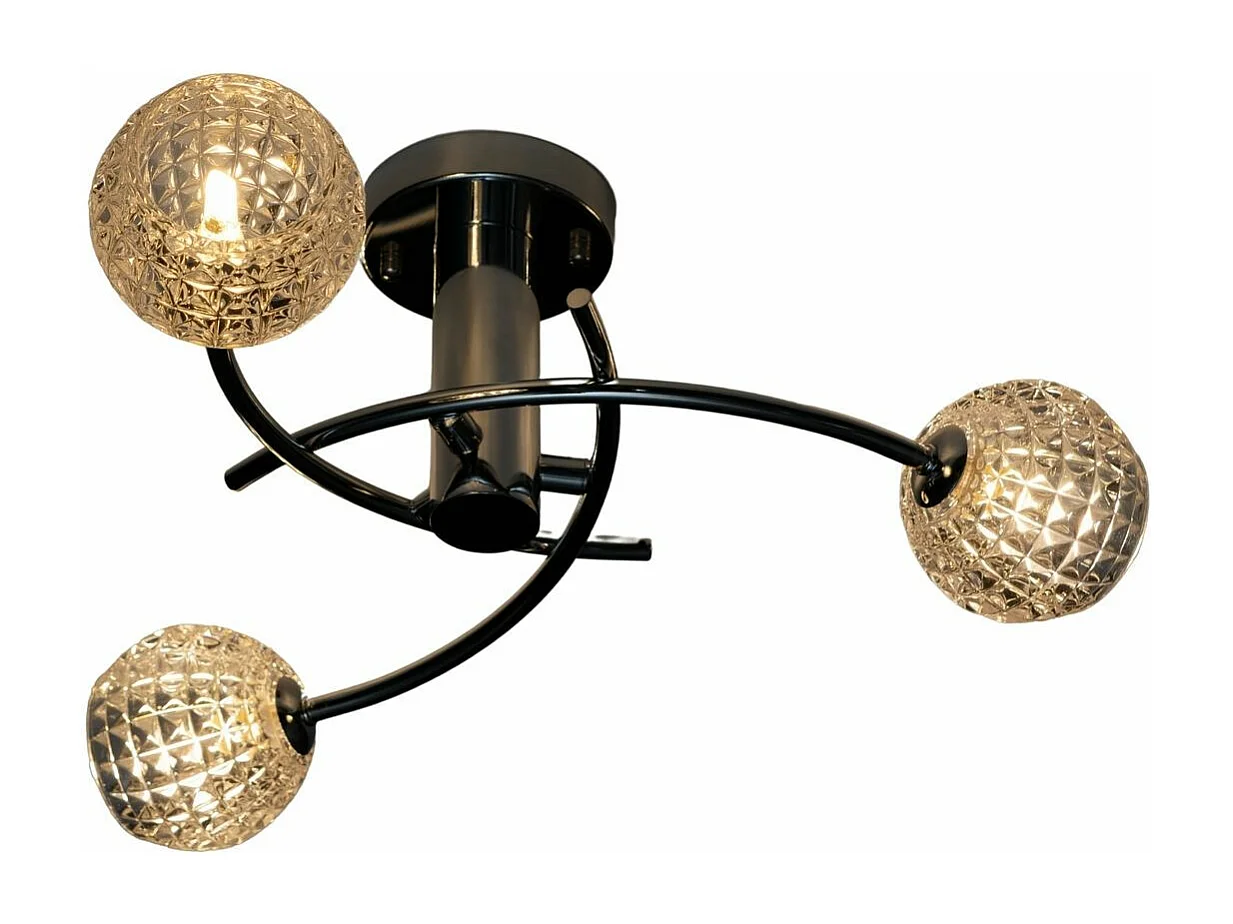 Plafonnier design à 3 sphères transparentes aux motifs graphiques - Salvati