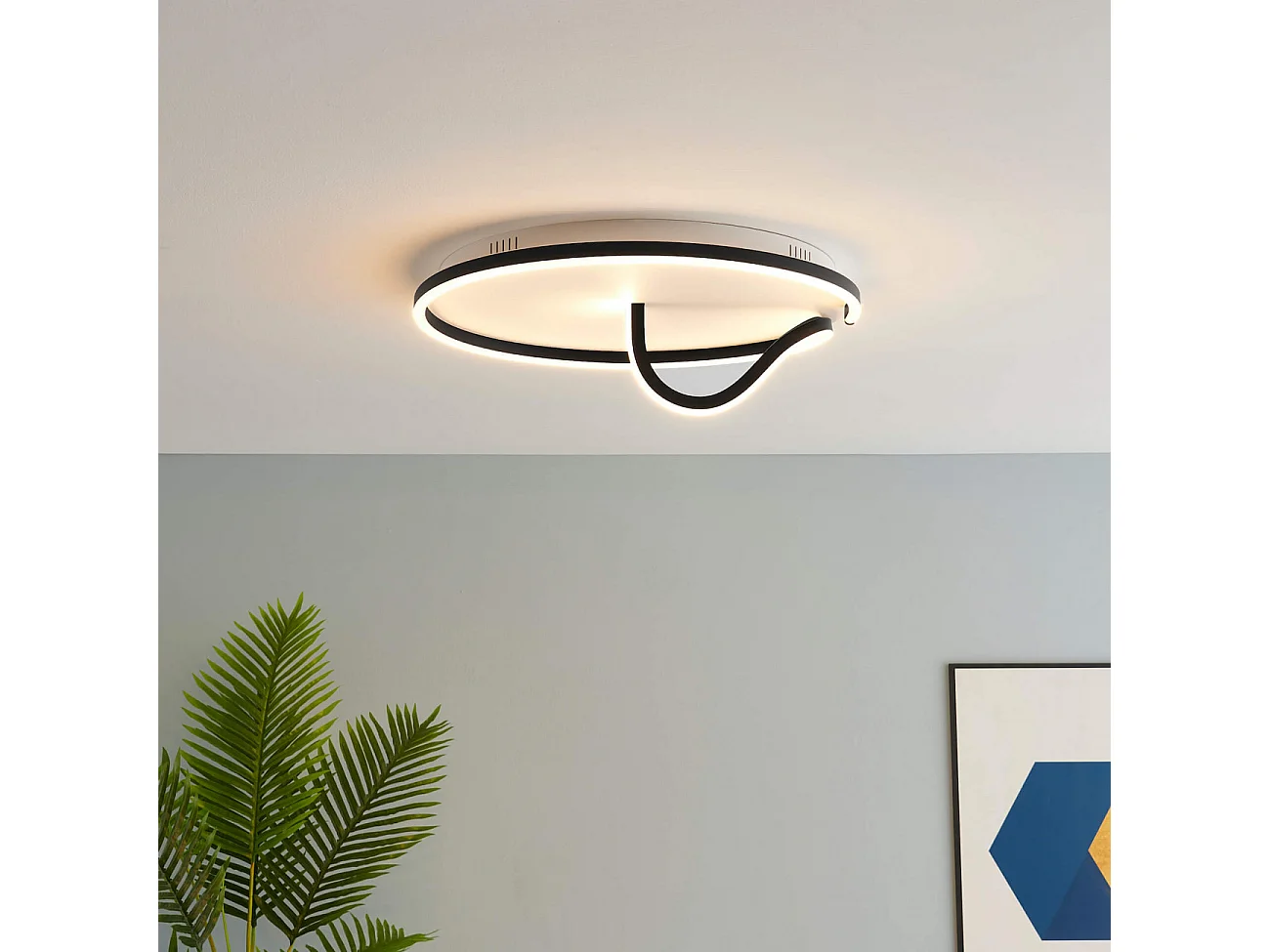 Plafonnier circulaire fin noir LED - Bowen