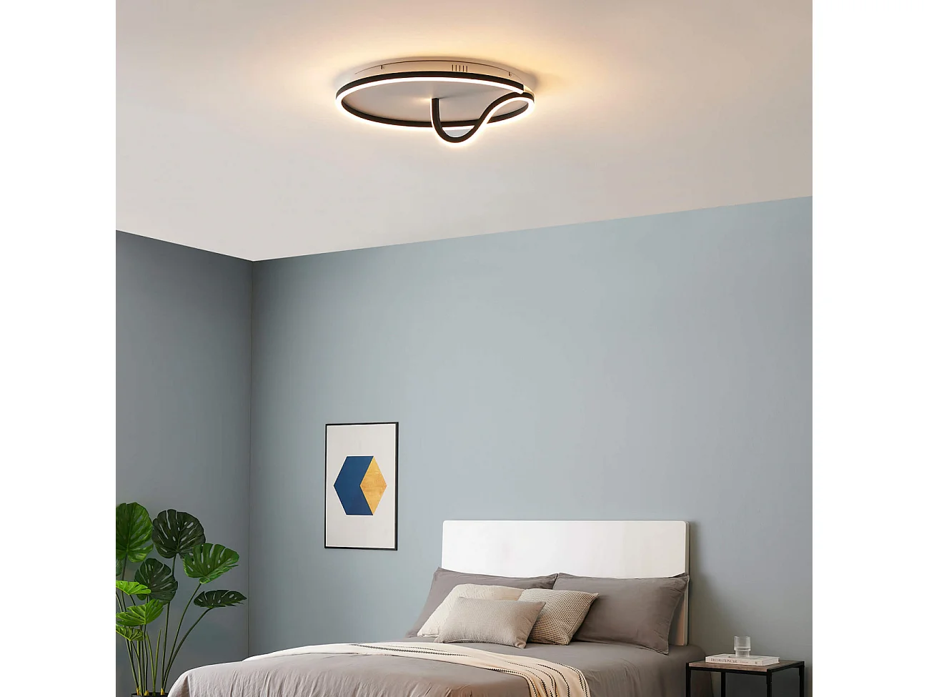 Plafonnier circulaire fin noir LED - Bowen